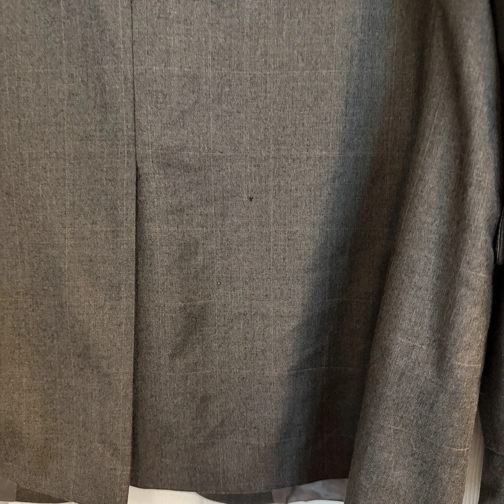 Jos A Bank Brown Suit 46R Wool Pleated Cuffed Pants 40 X 29 Windowpane READ
